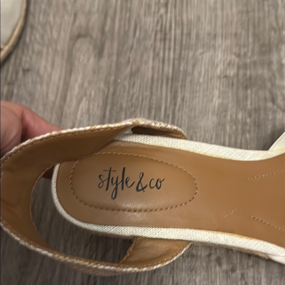 Style & Co Cream Tan Espadrilles Ankle Strap - Picture 2 of 4
